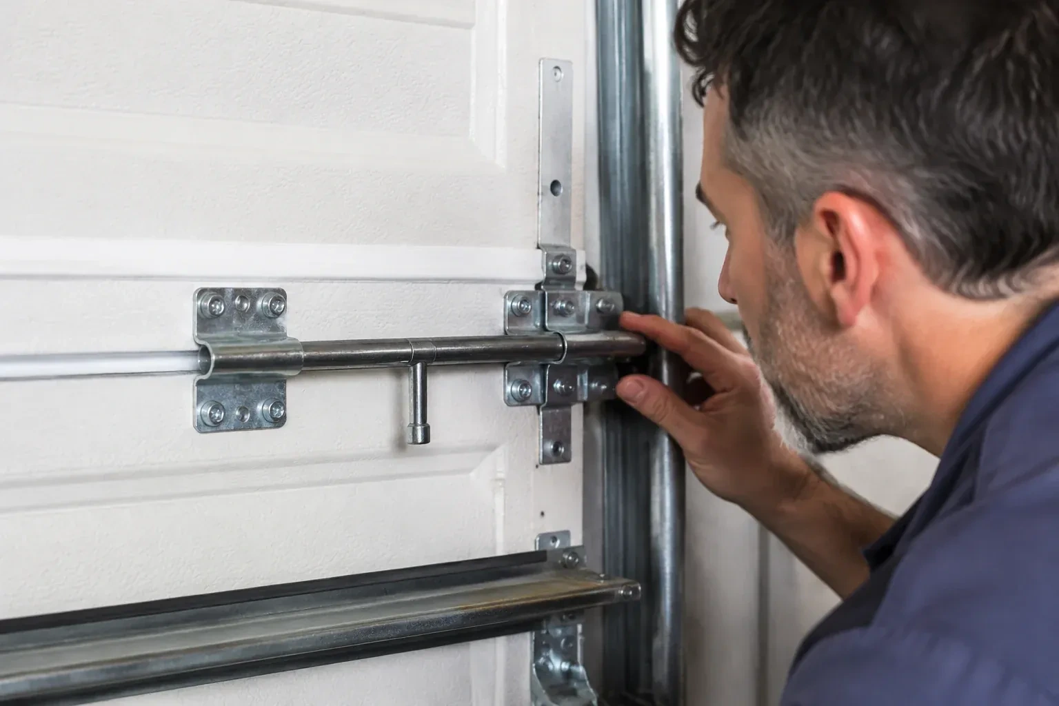 Illustrative garage doors scene; not an actual job — Garage Door Manual Lock Repair, Brant